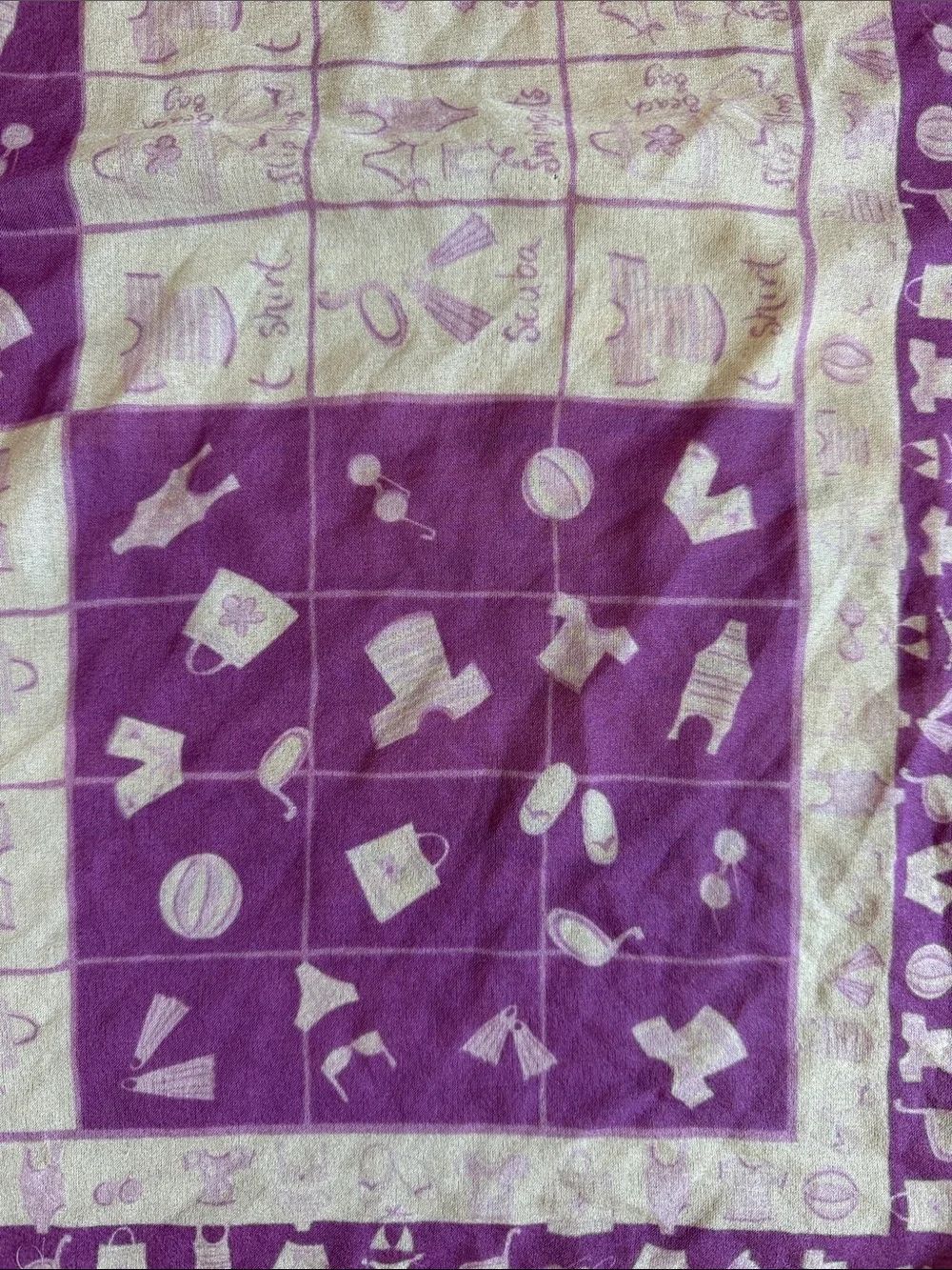 Purple and Cream Patterned Scarf - Picture 5 of 7